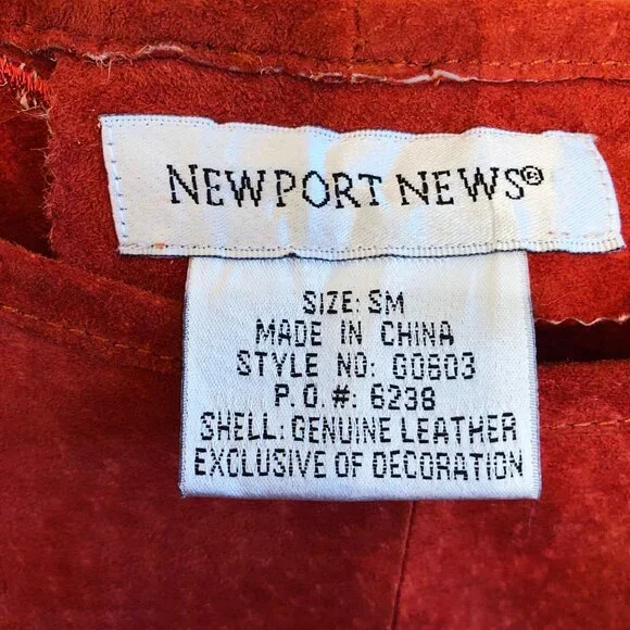 Western Boho Suede Leather Fringe Poncho Cape Rust Terracotta Newport News SM - Picture 13 of 13